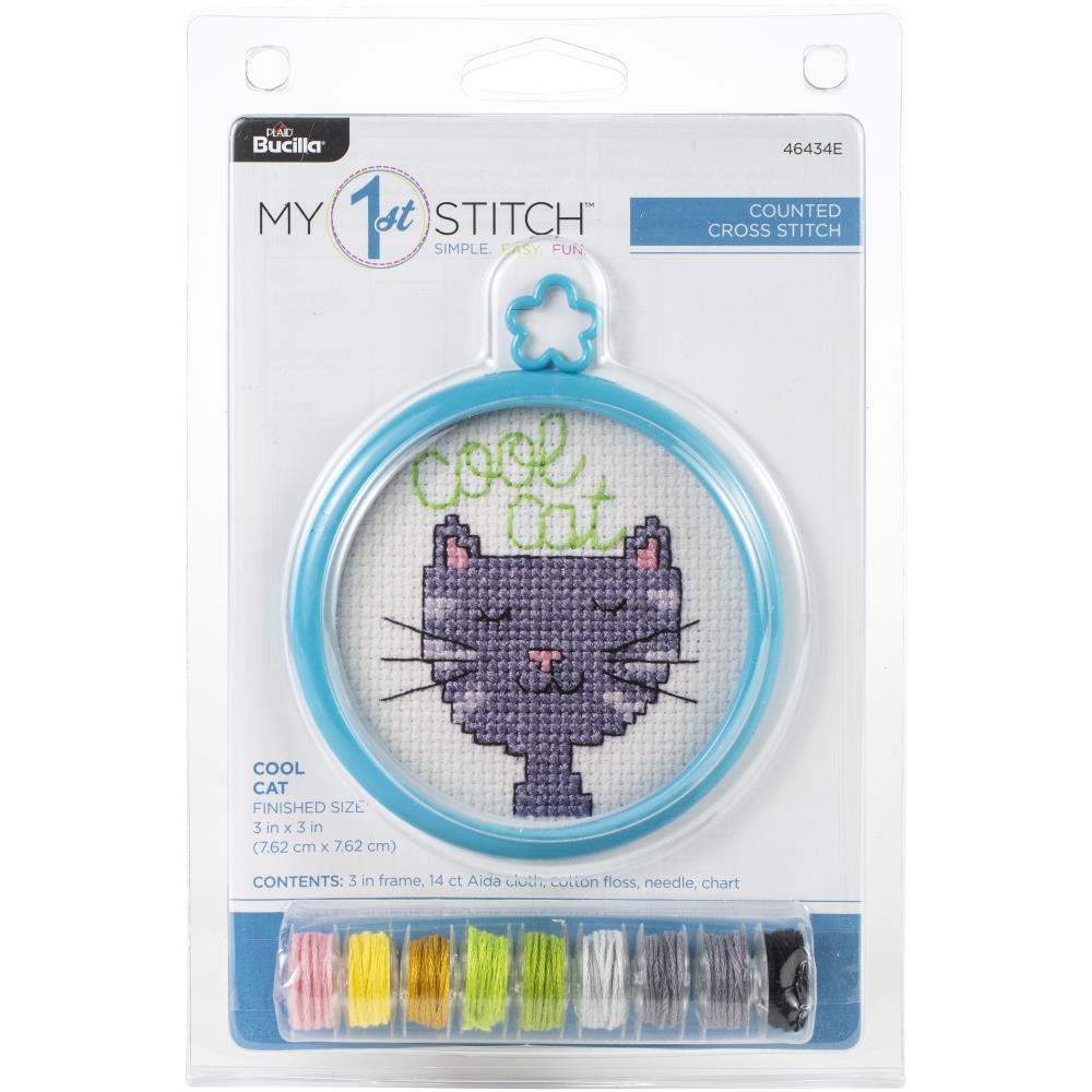 My 1st Stitch Mini Cool Cat Counted Cross Stitch Kit